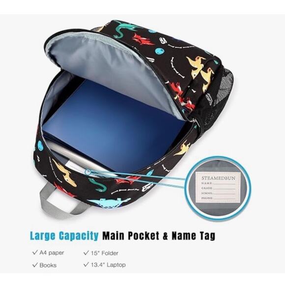 Kids Dinosaur Backpack – 15” Preschool Book Bag for Little Boys NWT - Picture 7 of 8